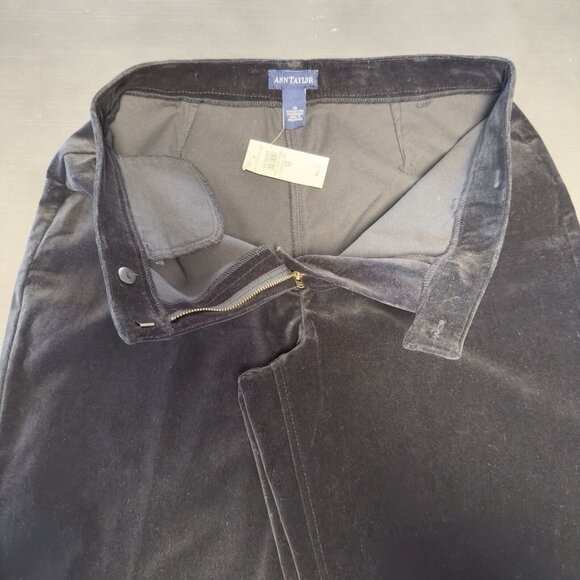 NEW Vintage Ann Taylor Black Velvet Straight Leg Pant Career Velour High Rise 10 - Picture 7 of 14